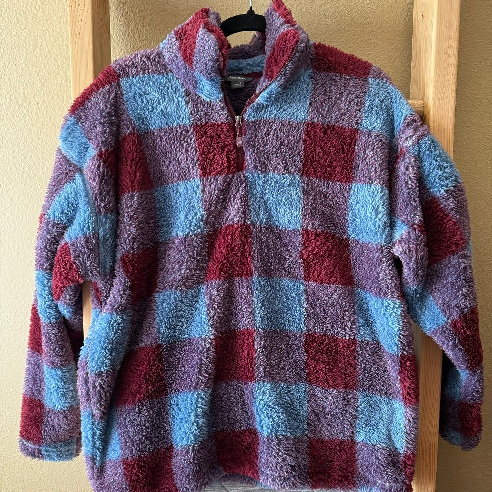 Fleece plaid quarter zip